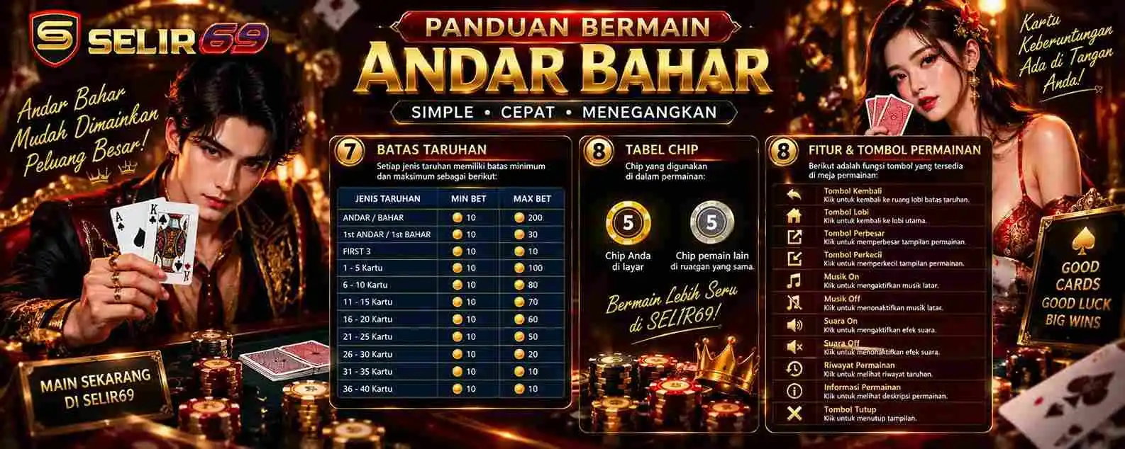 Ilustrasi meja Andar Bahar Live Casino dan hasil ronde
