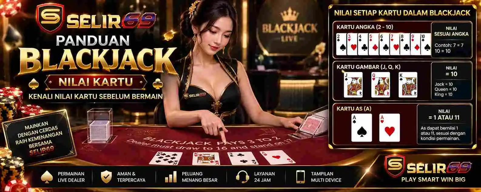 Ilustrasi nilai kartu Blackjack SELIR69