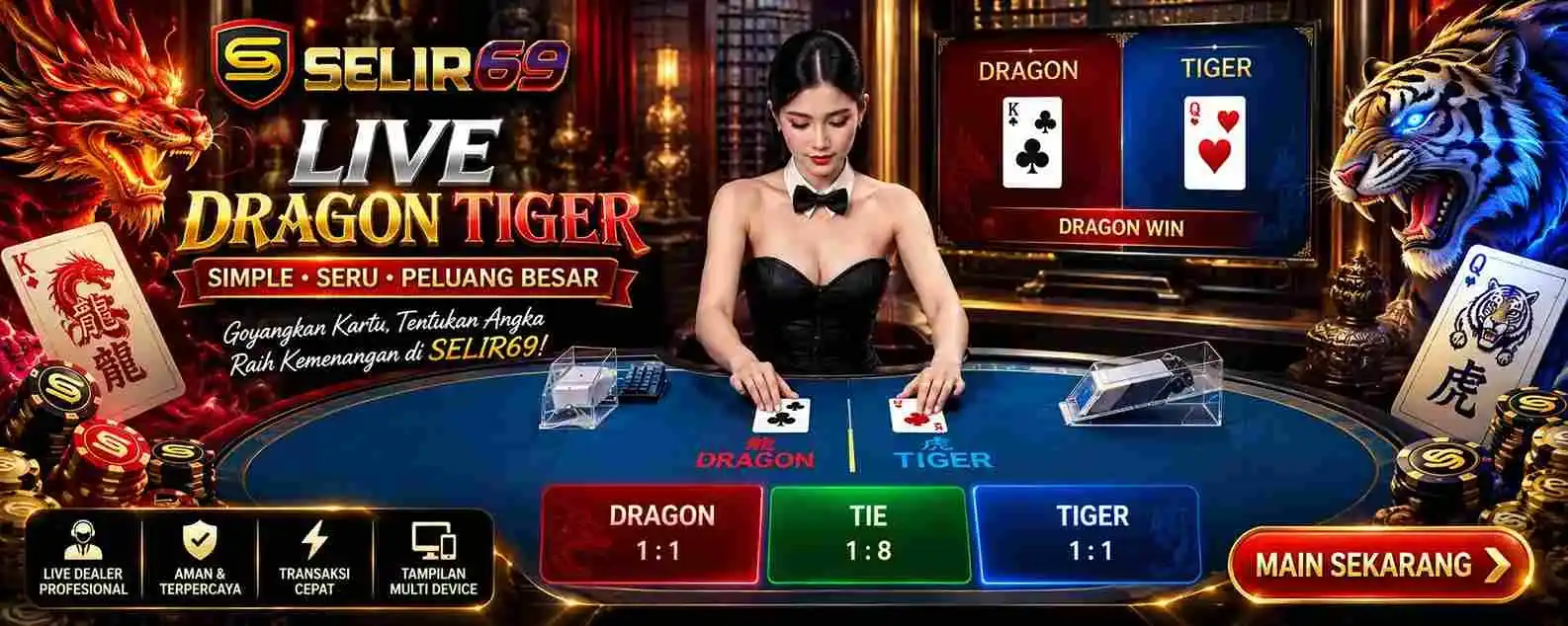 Ilustrasi pilihan Dragon Tiger Tie dan Suited Tie