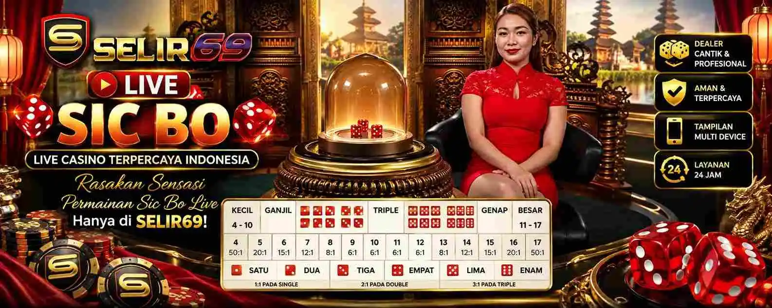 Ilustrasi tiga dadu Sic Bo dan rentang total 3 sampai 18